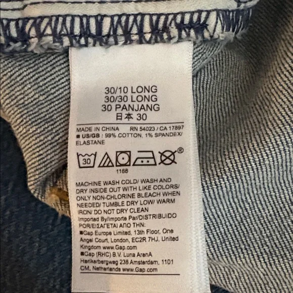 New GAP High Rise Cheeky Straight Size 30 Long medium blue - Picture 11 of 12